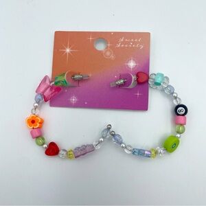 Sweet Society Multi-Design Beads Open Hoop Earrings NWT